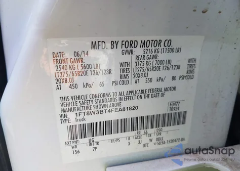 2015 Ford F-350 Lariat из США, поврежденный, VIN 1FT8W3BT4FEA81820